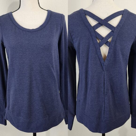 Old Navy Active Go Dry Womens Heathered Navy‎ Blue XS Long Sleeve Workout Shirt - Picture 1 of 12